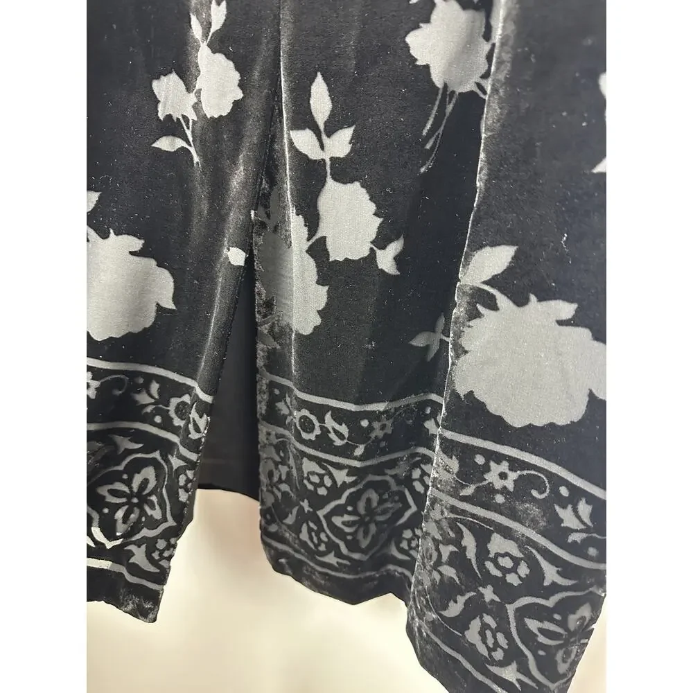 Talbots Black Burnout Velvet Skirt Silk Blend Size 16 Witchy Whimsigoth Fairy - Picture 9 of 11